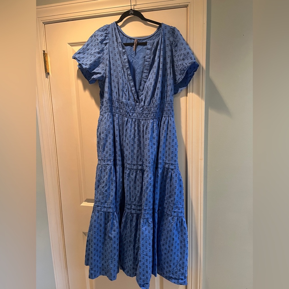 Anthropologie Blue Tiered Maxi Dress